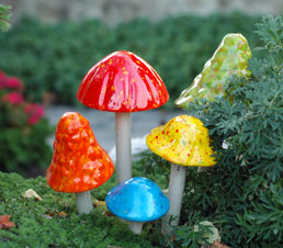 ceramic mushrooms garden sculpture