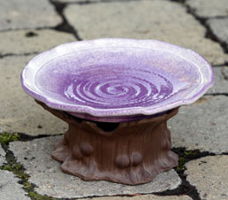 12" Violet ceramic birdbath