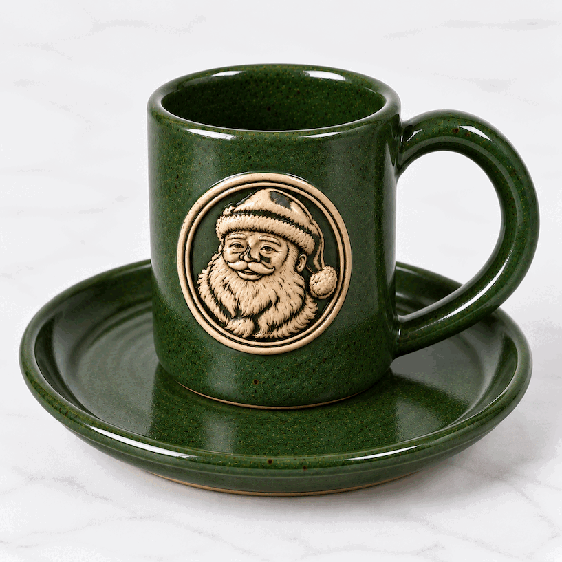 Santa's Milk & Cookies Plate and Mug Set — handcrafted ceramics by JJ Potts